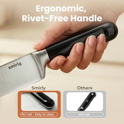 SMIRLY 14-Piece Kitchen Knife Set with Magnetic Block, High Carbon Stainless Steel Chef Knives, Ultra Sharp, Dishwasher Safe, Black - color: Black