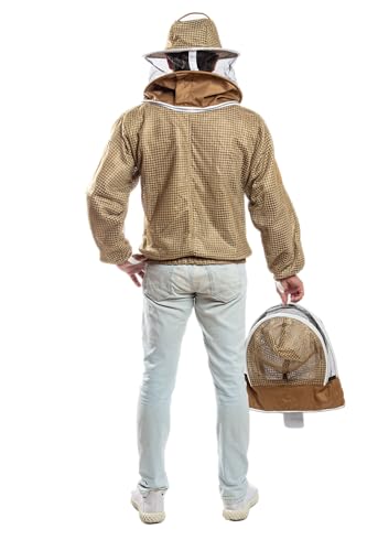 -- Beekeeping Fully Ventilated Jacket in Multi-Color with Round Veil (2XL, Khaki with Two Veils) - color: Khaki With Two Veils, size: XX-Large