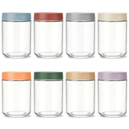 Cididu 8 Pack Overnight Oats Jars with Airtight Lids, 16 Oz Stackable Glass Jars, Leakproof Food Storage Containers, Meal Prep Containers for Oats, Meal Prep, Smoothies, Yogurt, and Salad