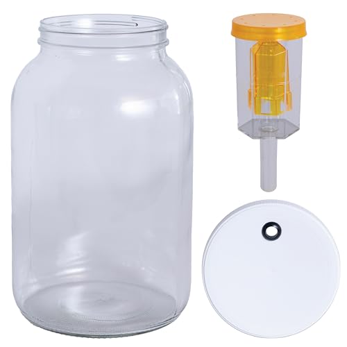 Craft A Brew - 1 Gallon Beer Brewing Jar - With Drilled Lid, Grommet & 3-Piece Airlock - For At-Home Beer Brewing - Increase Output - Extra Fermenting Supplies - Ideal for 1 Gallon Batches