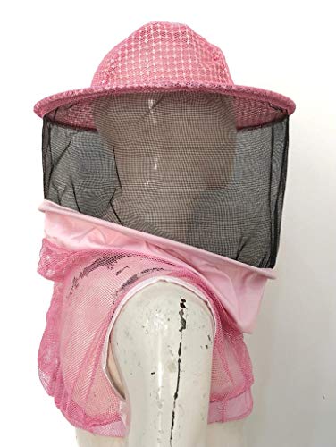 Clothes & Leather Gear Three Layer Ventilated Beekeeping Veil in Round (Pink, 3 Layer HAT) - color: Pink