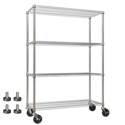 Garvee 4-Tier Wire Shelving with Wheels, Metal Storage Shelves Heavy Duty 1760LBS, Chrome Plating, NSF, Adjustable Utility Shelf Rack for Kitchen, Garage, Pantry, Commercial, 47.2" Wx17.7 Dx70.9 H - size: 17.72"D x 47.2"W x 70.9"H - 4 Tier