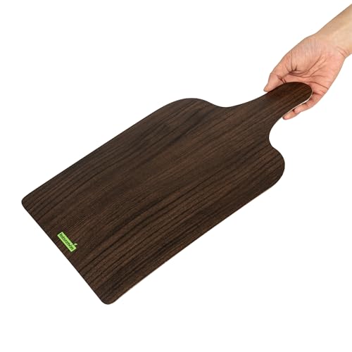 Cater Tek 15.8 x 9.8 Inch Charcuterie Boards, 10 Faux Wood Cheese Boards - WIth Handle, Stackable, Dark Paper Cardboard Charcuterie Boards, Disposable, For Serving At Catered Events - Restaurantware - color: Dark, size: 15 3/4"