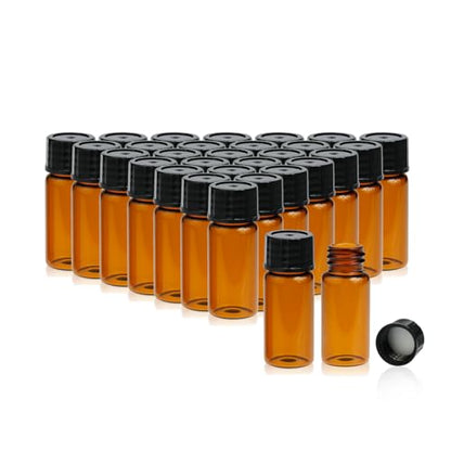 PEKYBIO 20PCS 10ML 0.34OZ Amber Small Liquid Sample Glass Vials with Screw Caps, 22mmx 52mm Leak-Proof Vial, 18-400 Black Screw Cap with PE Liners for Lab, Essential Oil, Perfume, Reagents - size: 22*52mm 10ml Vial