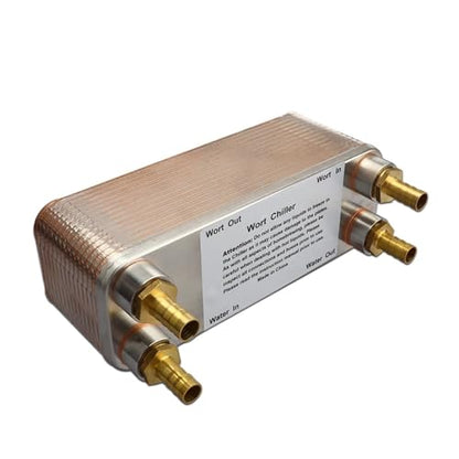 Female Thread Plate Wort Chiller Version Plate Heat Exchanger with 4pcs Hose Barb,30 Plate Wort Chiller,304 Stainless Steel&20mm Garden Hose Thread,Directly Connect P