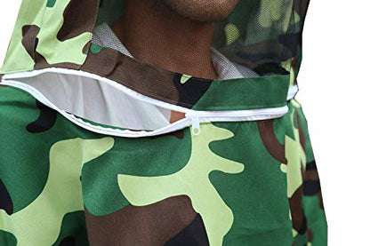 haozaikeji Professional Beekeeper Jacket Pull Over Beekeeping Suit Breathable Beekeeper Protective Clothing with Veil Hood for Beginner and Professionals - color: Camouflage-green