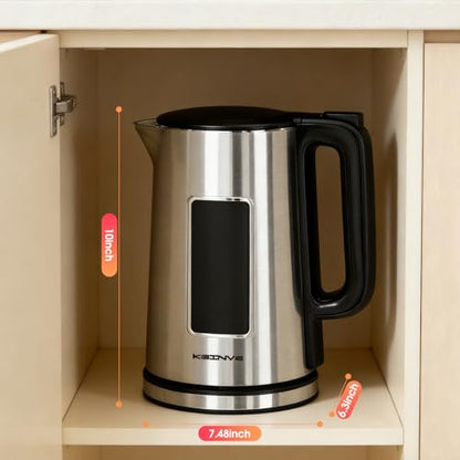 KEINVE 1.7L Electric Kettle, Touch Screen Water Boiler, No Plastic Interior, Double Wall, 6 Preset Temperatures, Fast Boil, and STRIX Control