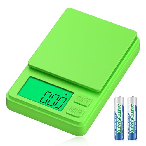Digital Pocket Grams Scale, Diyife 1000g/0.01g High Precision, 7 Units Conversion Mini Scale with LCD Display, Tare Function for Food, Jewelry, Powder, Green - color: Green