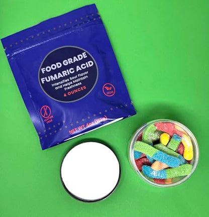 Fumaric Acid Food Grade Sour Powder for Sour Candy, Vegan Food Additive and pH Control 4 Ounce
