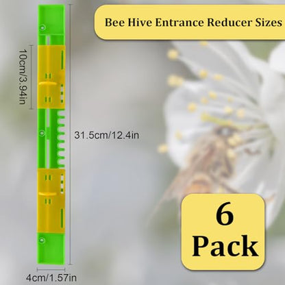 6 Pcs Beehive Entrance Reducer, Plastic Bee Hive Reducer Guards for 8 Frames, Beehive Mouse Guard, Beehive Tool Beekeeping Supplies for All Beekeepers Beekeeping Equipment, Length 12.4 Inch - size: 12.4in-6P-Beehive Entrance-Green+Yellow