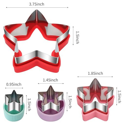 ALLTOP Star Cookie Cutters Set – 4 Pcs Different Sized Biscuit Cutter, Donut & English Muffin Cutter for Baking - color: Star