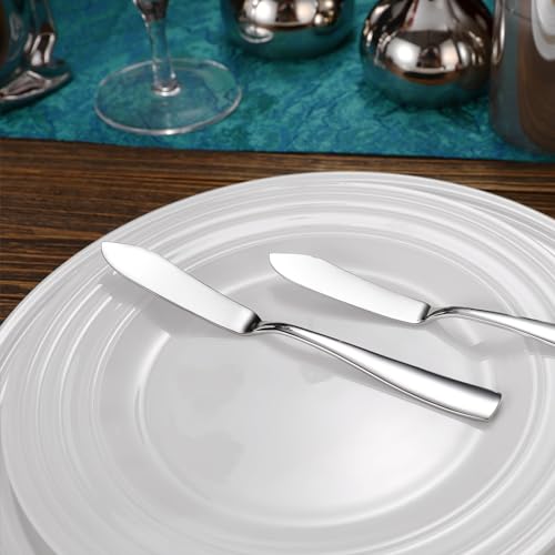 KEAWELL Premium 4-Piece 7" Louis Butter Knives, 18/10 Stainless Steel, Dishwasher Safe (Silver, Louis)