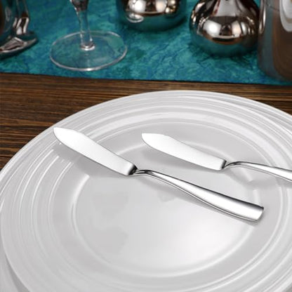 KEAWELL Premium 4-Piece 7" Louis Butter Knives, 18/10 Stainless Steel, Dishwasher Safe (Silver, Louis)