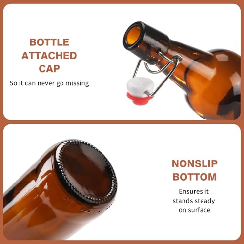 16oz 2 Pack Amber Glass Beer Bottles with Airtight Rubber Seal Flip Caps,Swing Top Glass Bottles for Home Brewing, Kombucha, Beverages, Oil, Vinegar, Vanilla Extract,Water, Soda, Kefir - size: 500ml