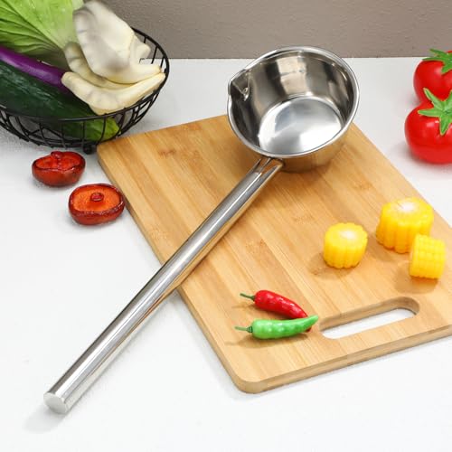 Stainless Steel Long Handle Water Scoop Kitchen Ladle with Spout 35cm Extra-long Handle Household Water Spoon for Cooking and Gardening Use