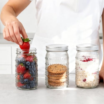 Wide Mouth Mason Jars 32 oz, 4 Pack Glass Canning Jars with Airtight Lids & Bands, Large Leak Proof Storage Containers for Canning, Pickling, Fermenting, Crafts & Pantry Organization