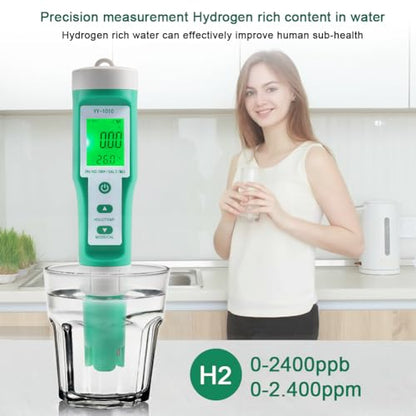 Hydrogen Water Tester 10 in 1 Resistivity/Fertility/H2/pH/TDS/EC/ORP/S.G/Salt/Temp Meter with ATC pH Meter,0.01 High Accuracy pH Tester Digital,TDS Meter PPM Meter for Drinking,Hydroponics,Pool. - size: 10-1