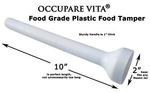 Food Grade Solid Plastic Food Tamper Pounder Tool for Packing Sauerkraut and Other Healthy Foods for Fermenting into Mason Jars