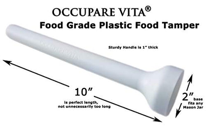 Food Grade Solid Plastic Food Tamper Pounder Tool for Packing Sauerkraut and Other Healthy Foods for Fermenting into Mason Jars