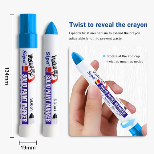 Sipa Permanent Solid Paint Markers, Twist Long-Lasting Paint Pens for Window, Wood,Metal and Glass Marker, 1 Pack (Blue) - color: Blue