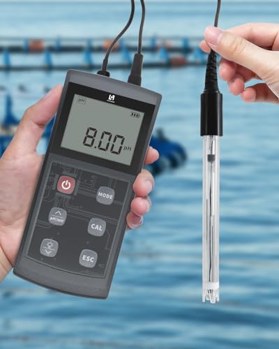 LOHAND Portable pH Meter with ATC, 0-14 Measuring Range, ±0.01 pH Accuracy | High Precision, Large Backlight Display, Digital pH Tester for Pool, Lab, Biomedicine, Aquarium, Hydroponics, Drinking Water