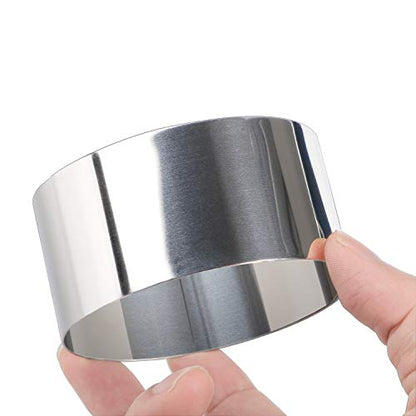 HULISEN Round Cake Ring Mold, Stainless Steel 3” Cooking Crumpet Rings with 1 Pusher & 4 Food Form, Tuna Tartare Mold for Pancake, Salad, Mousse - size: 4 Round/ Set-3 Inch with Pusher