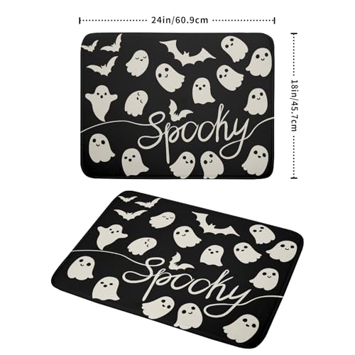 Halloween Dish Drying Mat for Kitchen Counter 18x24 Cute Ghost Black Spooky Holiday Scary Theme Absorbent Reversible Microfiber Drying Mats Kitchen Countertop Protector Dishes Drainer Pad - size: 18" x 24"