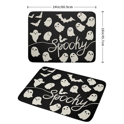 Halloween Dish Drying Mat for Kitchen Counter 18x24 Cute Ghost Black Spooky Holiday Scary Theme Absorbent Reversible Microfiber Drying Mats Kitchen Countertop Protector Dishes Drainer Pad - size: 18" x 24"