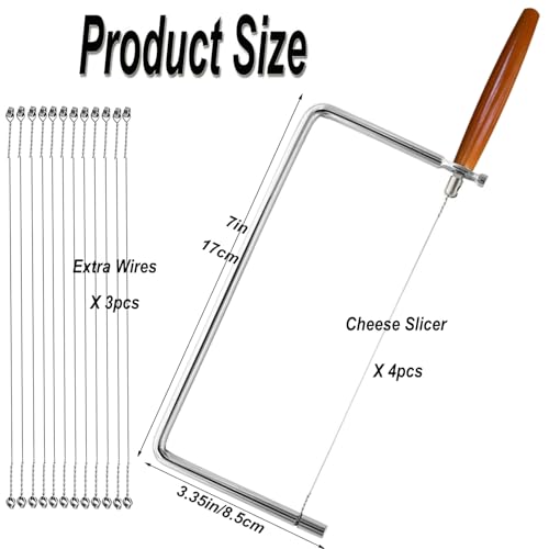 7in Cheese Slicer Kit Accessories Kitchen Knife Cheese Cutter Stainless Steel Components DIY for Making Giftable Cheese Cutting Boards with Cheese Cutter Kit,7" Wire Cheese Slicer (4Slicer+12Wires) - size: 7in