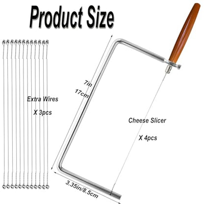 7in Cheese Slicer Kit Accessories Kitchen Knife Cheese Cutter Stainless Steel Components DIY for Making Giftable Cheese Cutting Boards with Cheese Cutter Kit,7" Wire Cheese Slicer (4Slicer+12Wires) - size: 7in