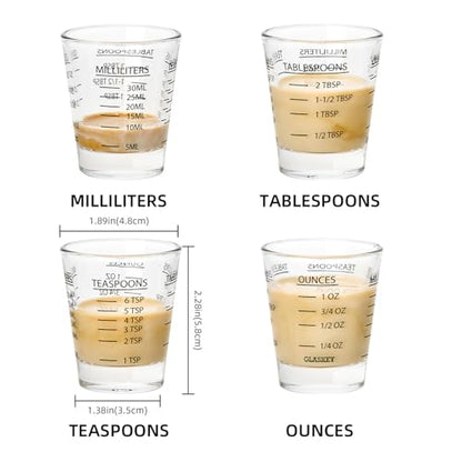 GLASKEY 2 Pack Shot Glasses Measuring Cup,Espresso Shot Glass with 4 Measurement Methods(OZ/ML/TSP/TBSP),Dishwasher Safe,Perfect for Coffee,Cocktails and Kitchen Use (Black) - color: 2 Pack-Black