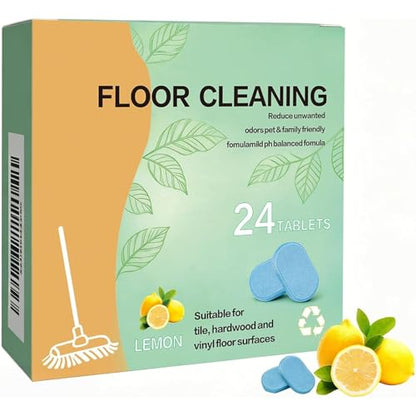 Floor Cleaning Tablets, 24 Count, Hard Floor Cleaner Tablets, Lemon Scent, Multi-Surface Effervescent Cleaner for Hardwood, Tile, Vinyl and Laminate Floors, Streak-Free