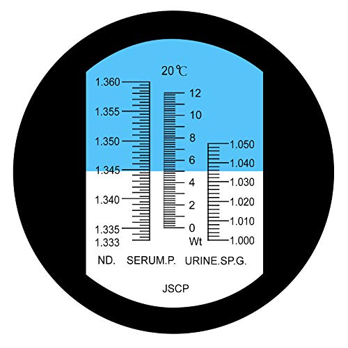 3-in-1 Clinical Refractometer for Human Use with 10-30°C ATC, Serum Protein 0-12g/dl, Urine Specific Gravity 1.000-1.050, Refractive Index 1.333-1.360 RI
