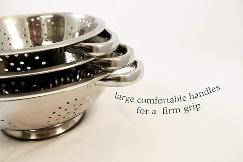 Premium Grade Stainless Steel Colander Basket Strainer Set of 3 - Ideal for Cooking, Baking Preperation - size: Set of 3 pcs