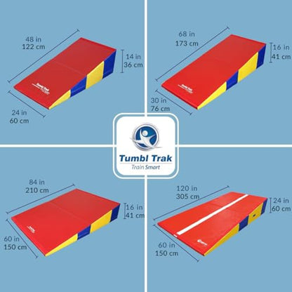 Tumbl Trak Folding Incline Mat - color: Primary Rainbow, size: 30 in x 68 in x 16 in