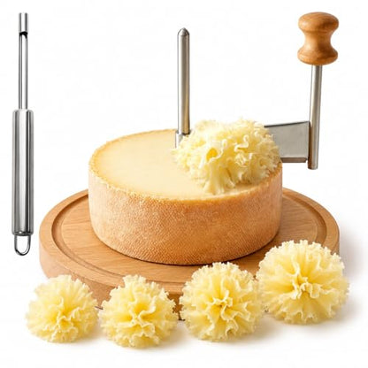 Cheese Curler for Tête de Moine, Swiss-Style Cheese Flower Maker with Stainless Steel Shaver and Solid Wood Base, Cheese Rosette Cutter for Charcuterie Boards, Chocolate, Butter, Desserts and Parties - color: Cheese Curler