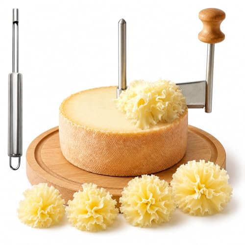 Cheese Curler for Tête de Moine, Swiss-Style Cheese Flower Maker with Stainless Steel Shaver and Solid Wood Base, Cheese Rosette Cutter for Charcuterie Boards, Chocolate, Butter, Desserts and Parties - color: Cheese Curler