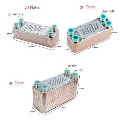 20/30/40 Plate Stainless Steel Wort Chiller, Counter Flow Heat Exchanger Beer Cooler for Homebrew Brewing, Efficient Rapid Cooling Tool(30 Plates A) - color: 30 Plates A