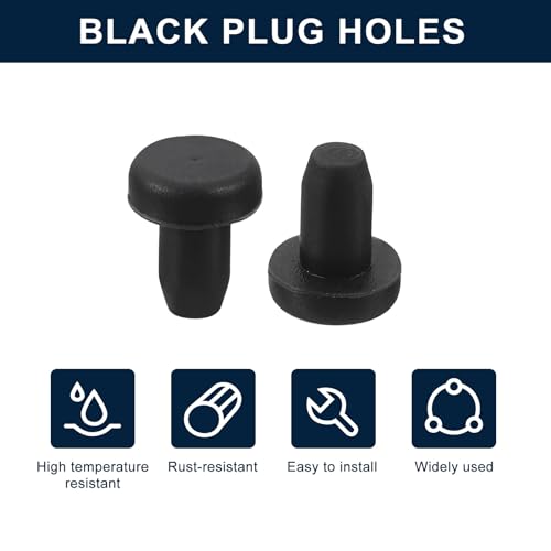 uxcell 32 Pieces Black Rubber Stopper, 3.5mm Plug Holes for 3-3.3mm/0.12-0.13" Hole - size: 3-3.3 mm