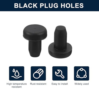 uxcell 32 Pieces Black Rubber Stopper, 3.5mm Plug Holes for 3-3.3mm/0.12-0.13" Hole - size: 3-3.3 mm