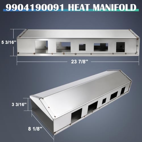 Hiorucet 9904190091 Heat Manifold Replacement Kits for Masterbuilt Gravity Series 1050 Accessories, Stainless Steel Manifold Heat Shield for Masterbuilt 1050 Smoker Parts Model MB20041220, MB20041320. - size: For Masterbuilt 1050