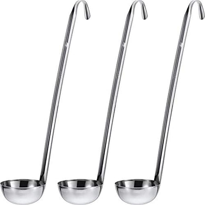 meekoo 3 Pieces Stainless Steel Ladle Soup Handle Ladle with Pouring Rim for Kitchen Cooking Soup Sauce (1 oz) - size: 1 oz
