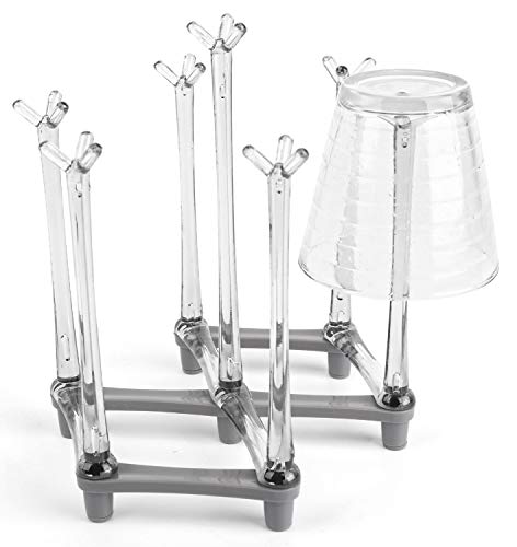 Yesland 2 Pack Retractable Cup Drying Rack, Plastic Non-slip Bottom Mug Tree Holder Organizer Rack Stand for Drinking Glass and Sports Bottle Drainer for Kitchen