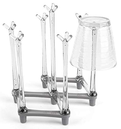 Yesland 2 Pack Retractable Cup Drying Rack, Plastic Non-slip Bottom Mug Tree Holder Organizer Rack Stand for Drinking Glass and Sports Bottle Drainer for Kitchen