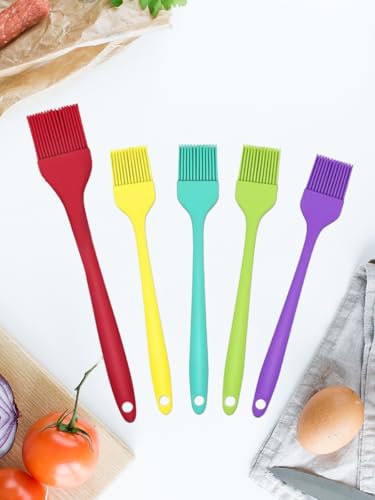 5 PCS Silicone Heat Resistant Marinading Meat Grill Basting Pastry Brush for Oil Butter Sauce Sausages Desserts Turkey Baster Grill Barbecue, Multicolor - color: Multicolor