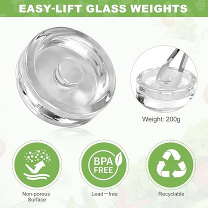 Fermentation Kit for Wide Mouth Mason Jars (86mm), 316 Stainless Steel Fermentation Lids, Glass Weights, Airlock System, Complete Home Fermenting Set (Jars Not Included)