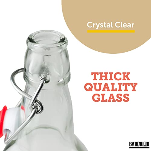 Barcaloo 16 Ounce Clear Glass Beer Bottles for Home Brewing - Beer, Kombucha, Soda, Juice, Fermentation, 12 Pack Glass Bottle with Flip Top Cap - color: Clear, size: 16oz.