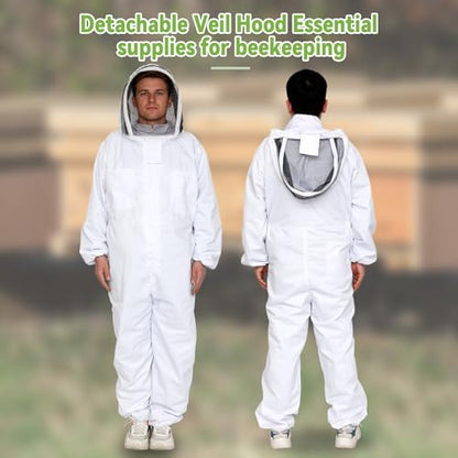 Professional Bee Suit for Men Women, Beekeeping Suit Beekeeper Suit with Glove &Ventilated Hood, Multi-Size Bee Outfit for Backyard and Bee Keeper for Bee Keeper Catcher Christmas Costume - size: Lightweight XXL