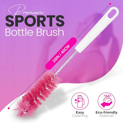 Fuller Brush Bottle Brush – Cleans Narrow Mouth Water Bottles, Travel Mugs, Sports Tumblers, Hydration Flasks, Gym Jugs - Pink