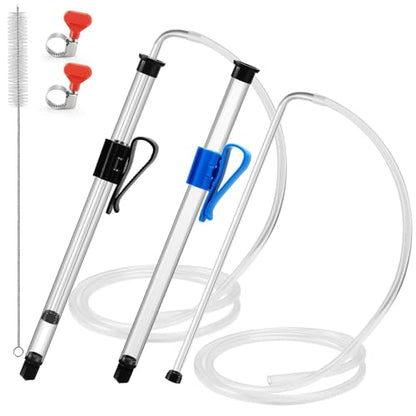 3/8" Auto Siphon 2 Pcs Racking Canes Beer Bottle Siphon Pump Hand Pump Siphon for Gallon Jugs, Wine, Beer, Mead, or Kombucha with 5Ft Food Grade Silicone Hose Fermentation Kit Wine Making Supplies